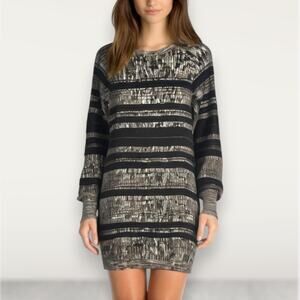 3.1 Phillip Lim Size XS‎ Long Sleeve Sweater Dress Black Gray Stripe Mini Comfy